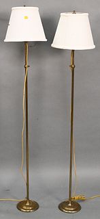 Pair of Diminutive Brass and Bronze Adjustable Floor Lamps