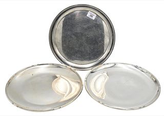 Three Round Sterling Silver Trays