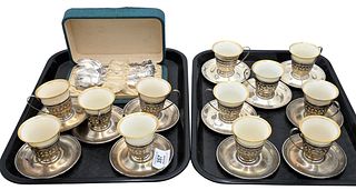Set of 12 Lenox Sterling Lined Demitasse Cups and Saucers