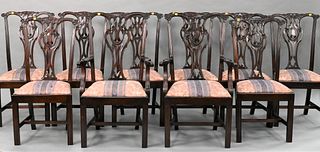 Set of 10 Mahogany Chippendale Style Dining Chairs