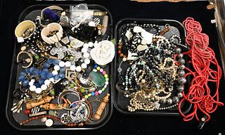 Two Tray Lots of Various Costume and Silver Jewelry