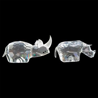 2pc Swarovski Crystal Figurines, Rhinoceros Pair