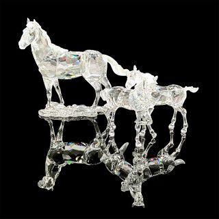 2pc Swarovski Crystal Figurines, Mare with Two Foals Playing