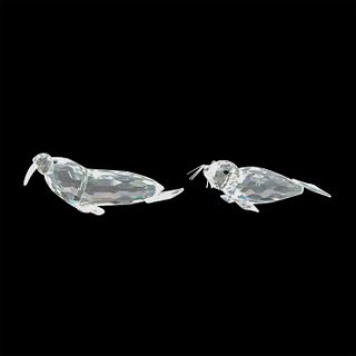 2pc Swarovski Crystal Figurines, Aquatic Mammals