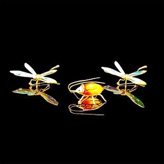 3pc Swarovski Crystal Paradise Brooches Dragonflies, Beetle