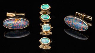 Pair of Gold and Opal Cuff Links & 4 Piece Dress Set