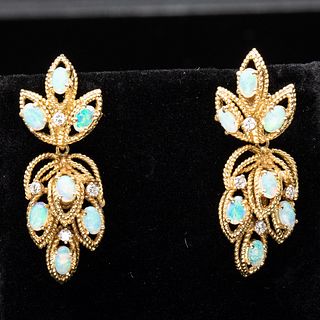 La Triomphe 14K Gold, Opal, and Diamond Earrings