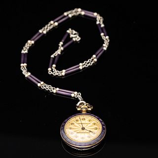 Tiffany 18k Gold, Enamel & Diamond Pocket Watch