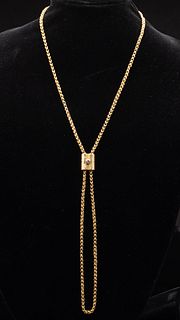 Victorian 14K Gold Chain Necklace with Sapphire Slider