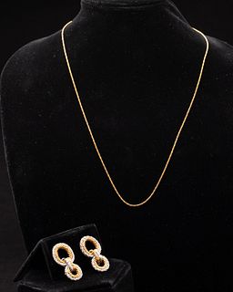 Tiffany 18K Gold Earrings & 14k Gold Chain