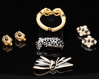 Group of Black, White, and Gold Costume Jewelry