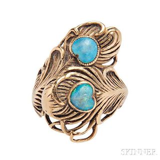Art Nouveau 18kt Gold and Opal Ring