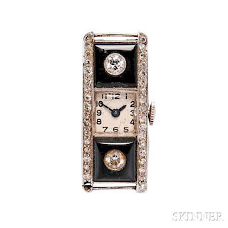 Art Deco Platinum, Diamond, and Onyx Wristwatch