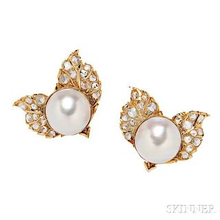 18kt Gold, Mabe Pearl, and Diamond Earrings, Buccellati