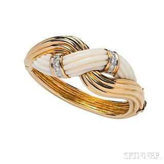 18kt Gold, White Coral, and Diamond Bracelet, Charles Turi