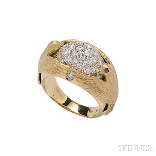 18kt Gold and Diamond Ring, Seiden Gang