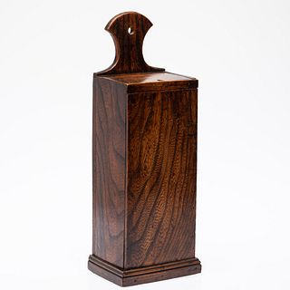 English Yew Wood Candle Box, 19th Century