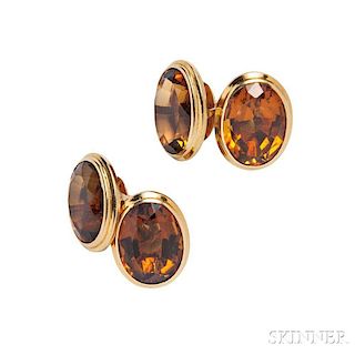 18kt Gold and Citrine Cuff Links,