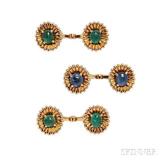 18kt Gold and Emerald Cuff Links