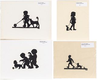 4 Helen H Inglesby Silhouettes of Children & Dogs