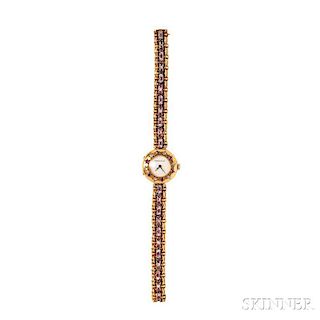 Antique 18kt Gold, Ruby, and Diamond Wristwatch, Shreve & Co.