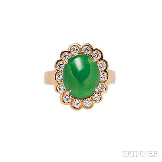 18kt Gold, Jade, and Diamond Ring