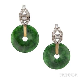 Diamond and Jade Earrings