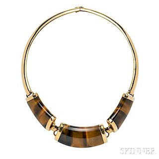14kt Gold and Tiger's-eye Choker, Trio