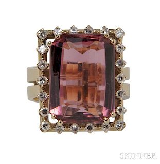 18kt Gold, Pink Tourmaline, and Diamond Ring