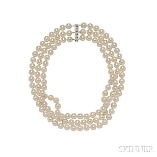 Cultured Pearl Three-strand Necklace