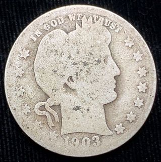 Rare Date 1903-S Barber 90% Silver Quarter