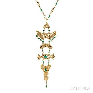 18kt Gold and Emerald Necklace, De La Cueva