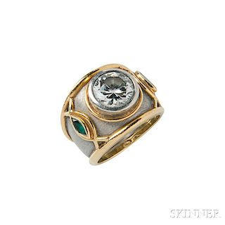18kt Gold, Platinum, Diamond, and Emerald Ring, Boris Le Beau