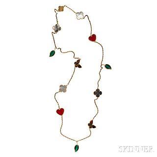 18kt Gold and Hardstone "Lucky Alhambra" Necklace, Van Cleef & Arpels