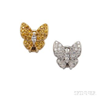 Bicolor 18kt Gold, Diamond, and Yellow Sapphire Earrings, Van Cleef and Arpels