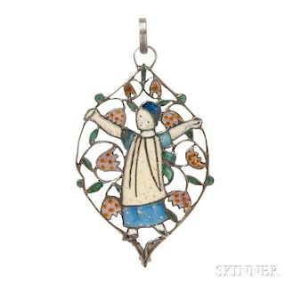 Arts and Crafts Enamel Pendant, Designed by Arthur and Georgie Gaskin, with Enamel by Effie Ward