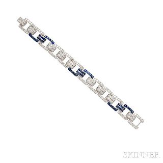 Art Deco Platinum, Sapphire, and Diamond Bracelet