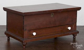 Pennsylvania miniature walnut blanket chest, 19th c., with an interior till and single drawer