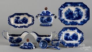 Miscellaneous Flow Blue Coburg pattern porcelain.