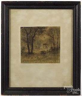 Christopher High Shearer (American 1846-1926), wash landscape, signed lower left, 5'' x 5 1/4''.