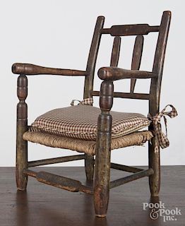 Painted child's arrowback armchair, 19th c., 18'' h.