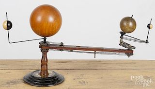 The Trippensee Planetarium orrery, early 20th c., with chain and gear driven planets, 14'' h.
