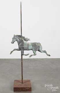 Swell-body copper running horse weathervane, 19th c., 27 1/2'' l.