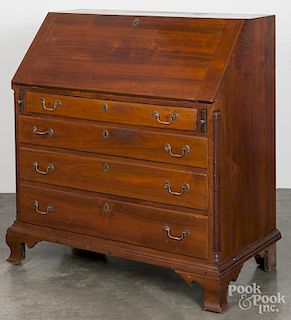 Pennsylvania Chippendale walnut slant front desk, late 18th c., with fluted quarter columns