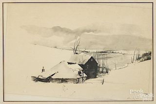 Andrew Wyeth, lithograph, titled The Corner, 9'' x 13 1/2''.