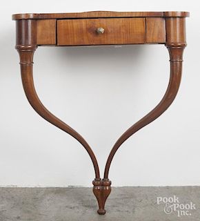 A. L. Diament & Co. fruitwood hanging wall shelf, 20th c., with a single drawer, 23'' h., 19 1/2'' w.