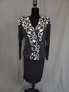 Vintage Black with Sequin Drop Waist Dress
