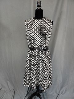 Vintage Black and White Polyester Knit Dress