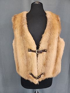 Vintage Faux Fur Vest with Buckles