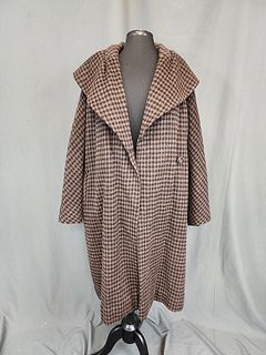 Vintage Wool Houndstooth Coat - Large